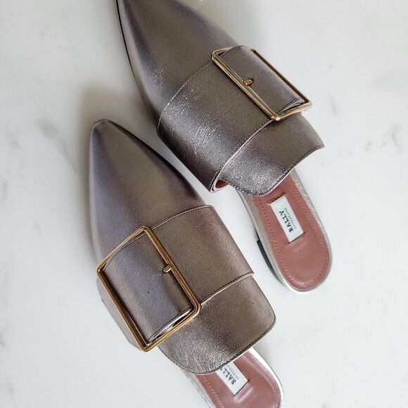 NWT Bally Hamelin Buckle Flat Mules in Champagne Gold ✨ (#135) - Picture 4 of 9